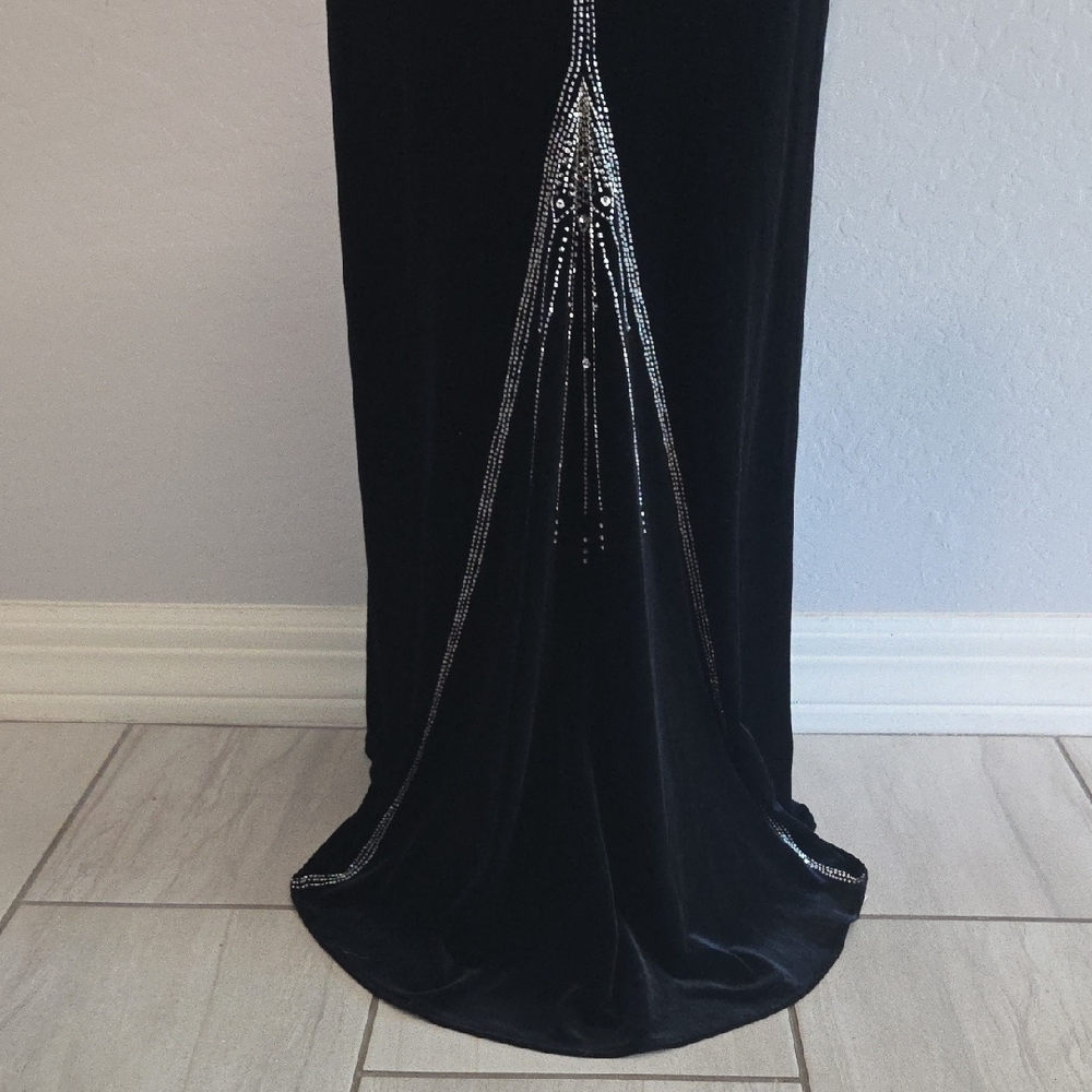 Dave & Johnny Junior's Black Velvet Dress W/Silver 1920s Art Deco Beading Size 5 - Picture 8 of 8